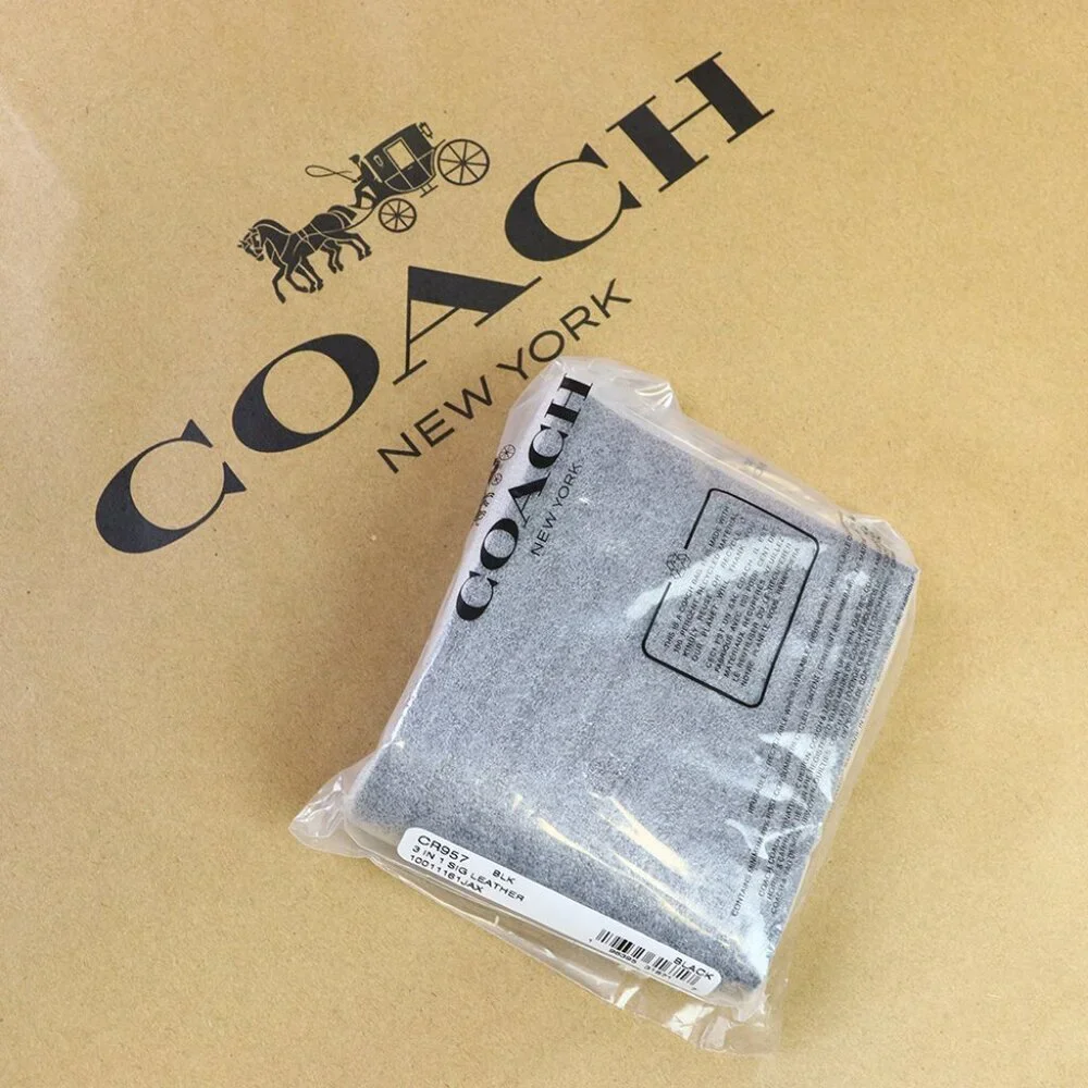 COACH MEN 3 IN 1 WALLET IN SIGNATURE LEATHER CR957 BLK - Picture 4 of 12